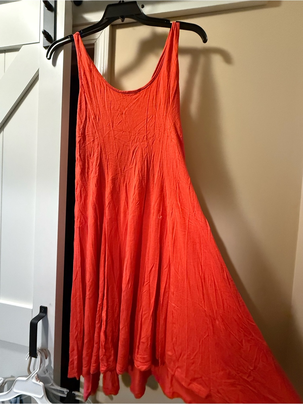 Old Navy Sleeveless Midi Swing Dress in Coral Orange